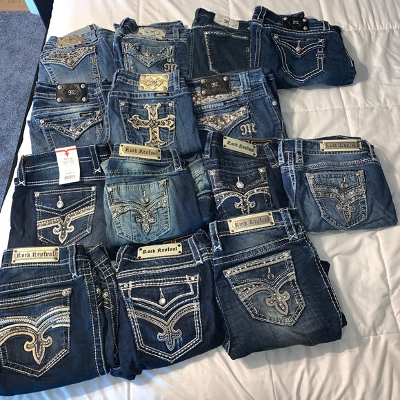 14 pairs of Miss Me & Rock Revival Jeans